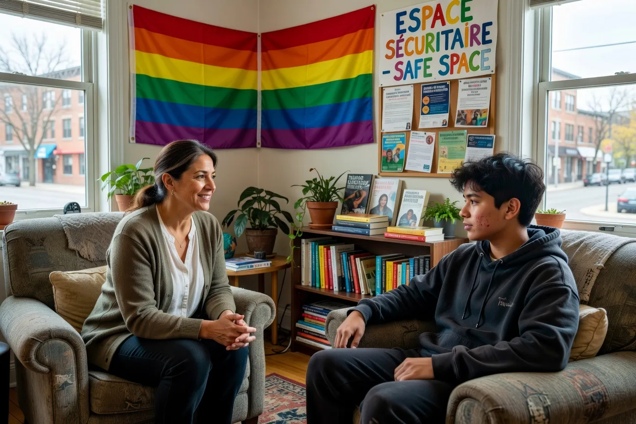 Social worker during a session with a teenager at a community organization in Montreal
