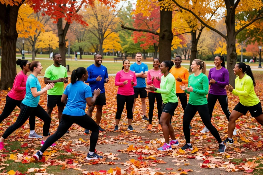 Groupe de course à pied LGBTQ+ s'étirant avant un entraînement dans un parc