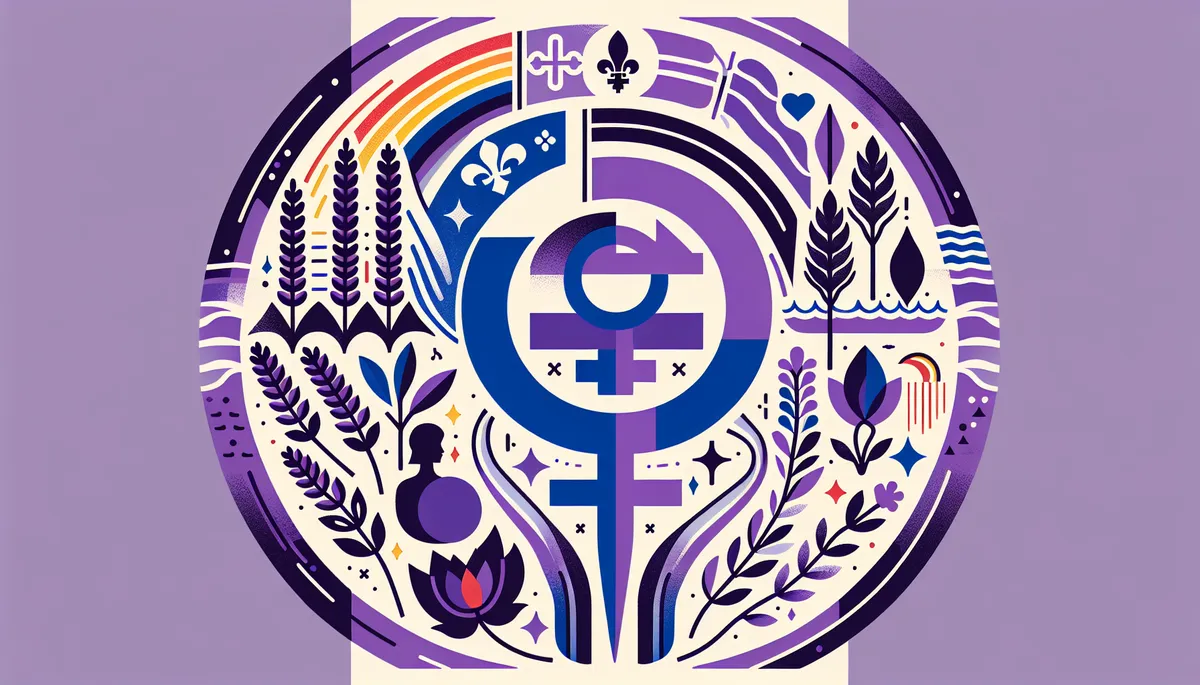 Drapeau arc-en-ciel lors d'une marche des fiert&eacute;s pour la communaut&eacute; lesbienne au Qu&eacute;bec