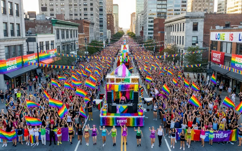 D&eacute;fil&eacute; color&eacute; de la Fiert&eacute; LGBT+ au Qu&eacute;bec en 2026