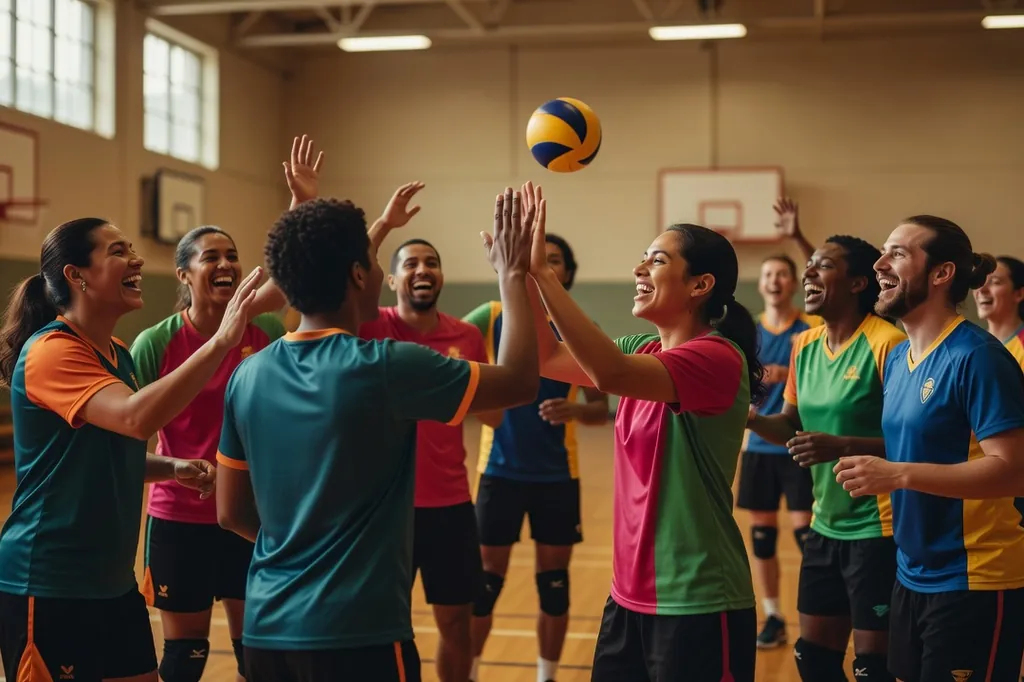 Équipe sportive LGBTQ+ célébrant dans un gymnase montréalais